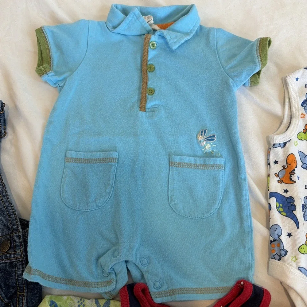 Baby Boy Clothing Lot Size 0-3 Month Some Vintage 11 Pieces Overalls X 2